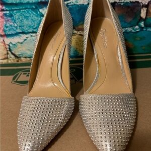 Elegant Silver Studded Women's Heels